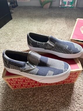 Vans Slip-On Patchwork Checkerboard in Blue & Gray
